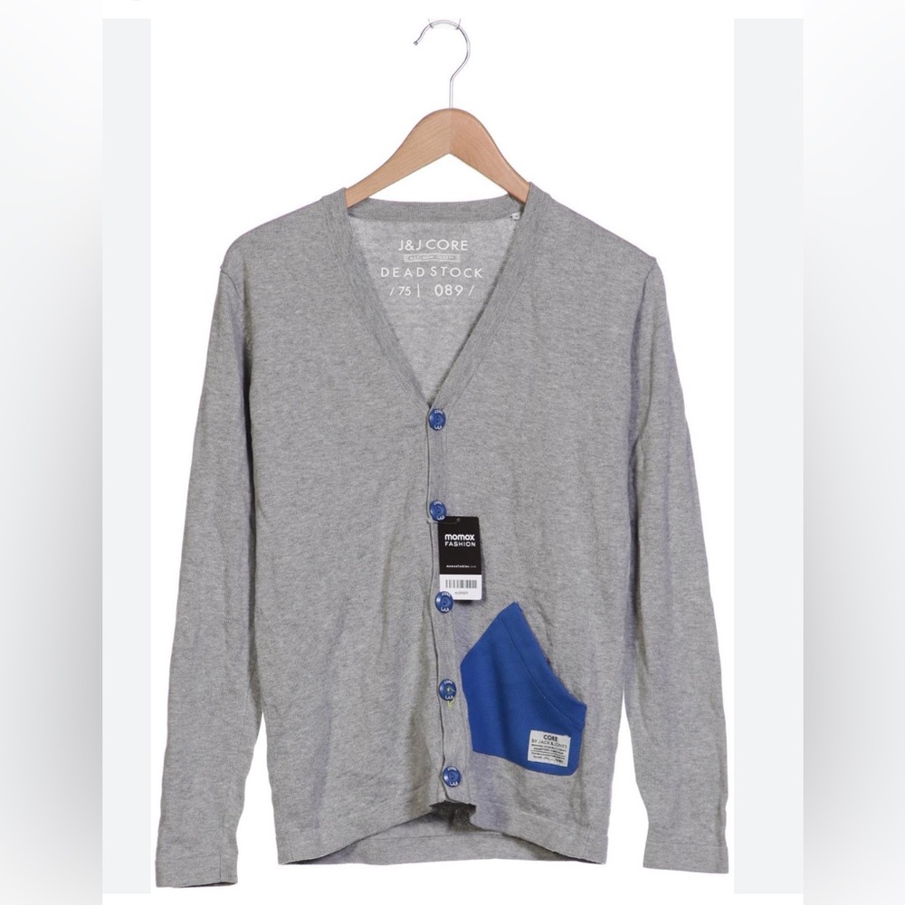 JACK & JONES men’s grey preppy cardigan jacket sweater